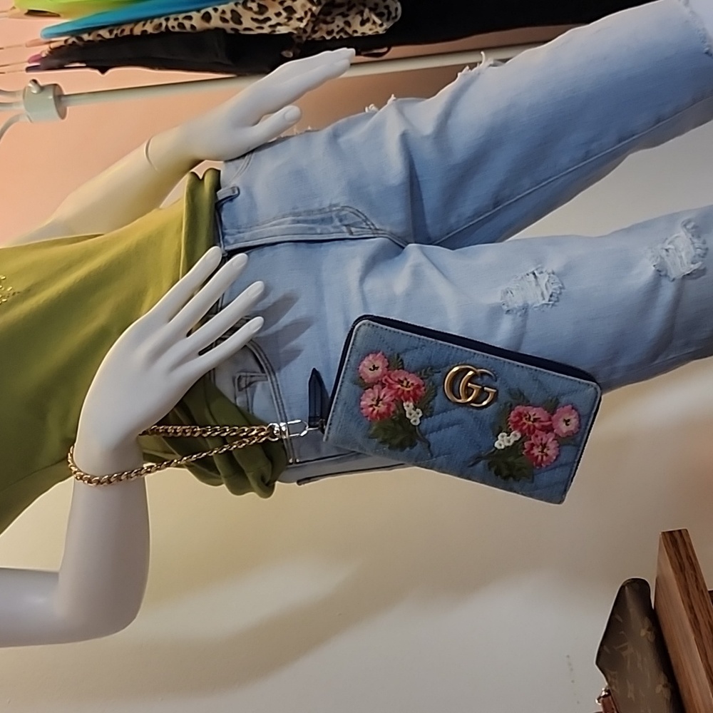 GUCCI Denim Flora long zippy wallet - Picture 11 of 12